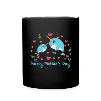 Animal Mom Narwhal for Mother s Day - Full Colour Mug - black - Front