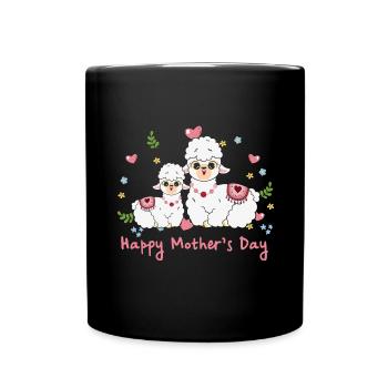 Animal Mom Llama for Mother s Day - Full Colour Mug - black - Front