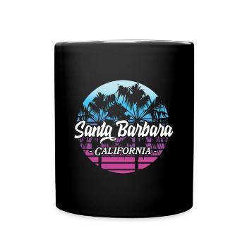 Santa Barbara California Sonnenuntergang Retro - Tasse einfarbig - Schwarz - Vorne