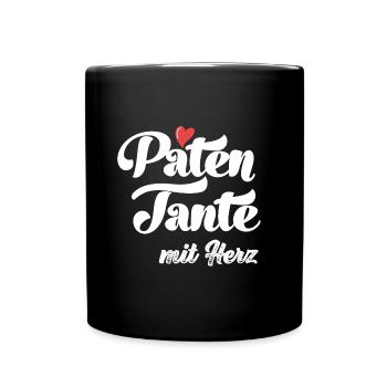 Patentante mit Herz Taufpatin Taufe - Tasse einfarbig - Schwarz - Vorne