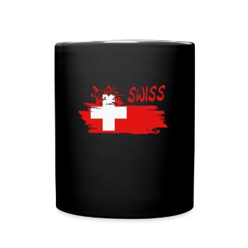Swiss Schweiz - Tasse einfarbig - Schwarz - Vorne