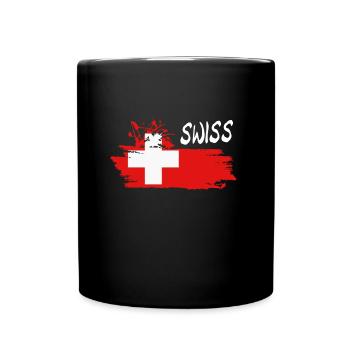 Swiss Schweiz - Tasse einfarbig - Schwarz - Vorne