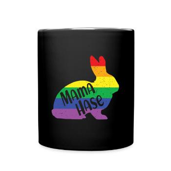 Mama Hase Hasenmama Regenbogen Queere LGBTQ Ostern - Tasse einfarbig - Schwarz - Vorne