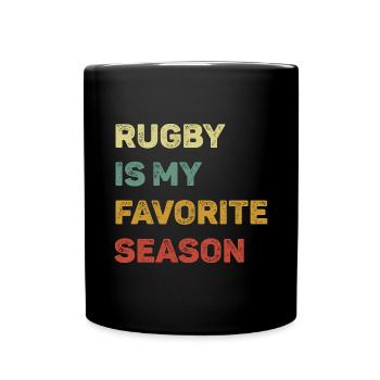 Rugby Is My Favorite Season Retro - Full Colour Mug - black - Front