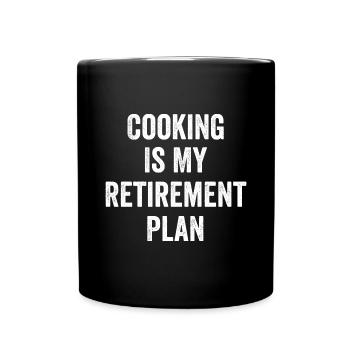 Kochen ist mein Altersvorsorge-Jahrgang - Tasse einfarbig - Schwarz - Vorne
