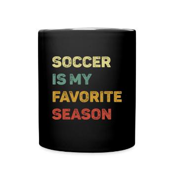 Fußball ist meine Lieblingssaison Retro - Tasse einfarbig - Schwarz - Vorne