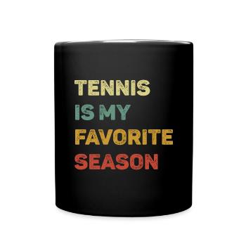 Le tennis est ma saison préférée Retro - Mug uni - noir - Devant