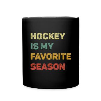 Hockey Is My Favorite Season Retro - Full Colour Mug - black - Front