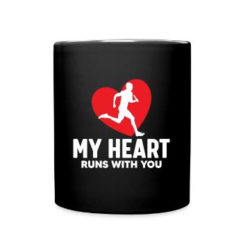 Für Die Leichtathletik-mutter, Deren Herz Bei - Tasse einfarbig - Schwarz - Vorne