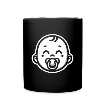 Baby mit Schnuller - Tasse einfarbig - Schwarz - Vorne