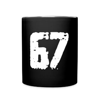 67 Zahl Vintage - Tasse einfarbig - Schwarz - Vorne