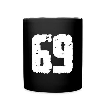 69 Zahl Vintage - Tasse einfarbig - Schwarz - Vorne