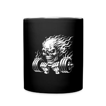 No Limit hartes Workout Skull mit Hantel - Tasse einfarbig - Schwarz - Vorne