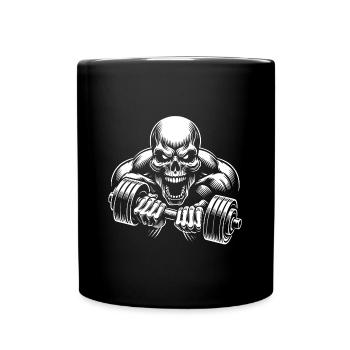 No Limit hartes Workout Skull mit Hantel - Tasse einfarbig - Schwarz - Vorne
