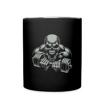 No Limit hartes Workout Skull mit Hantel - Tasse einfarbig - Schwarz - Vorne