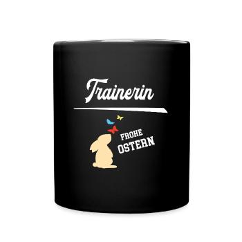 Trainerin Ostern Oster Outfit Fußballtrainerin - Tasse einfarbig - Schwarz - Vorne