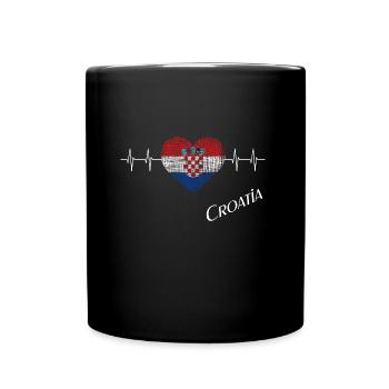 Croatia Heartbeat - Tasse einfarbig - Schwarz - Vorne