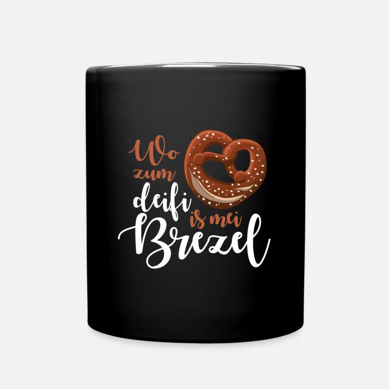 Wo zum deifi is mei Brezel - Tasse einfarbig - Schwarz