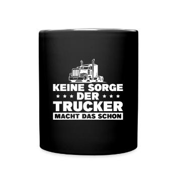 LKW Fahrer Trucker Geschenk - Tasse einfarbig - Schwarz - Vorne