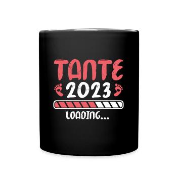Schwangerschaft 2023 Werdende Tante Geschenk - Tasse einfarbig - Schwarz - Vorne
