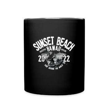 Surf around the world Sunset beach Hawaii - Mug uni - noir - Devant