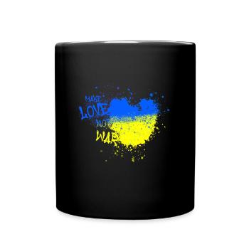 make love not war, ukraine heart,war, flag - Full Colour Mug - black - Front