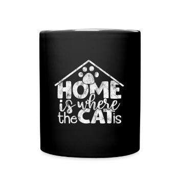 La maison est là où se trouve le chat - Drôles de dictons de chat - Mug uni - noir - Devant