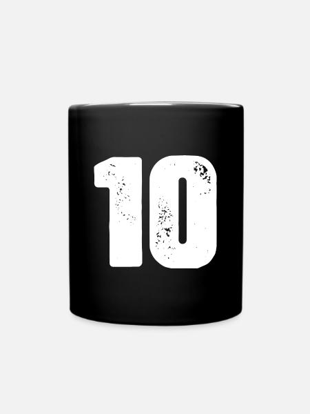 10 Zahl Trikot - Tasse einfarbig - Schwarz