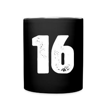 16 Maillot numéro - Mug uni - noir - Devant