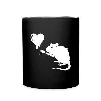 Street Art Rat Heart - Full Colour Mug - black - Front