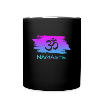 Namaste Om Yoga - Tasse einfarbig - Schwarz - Vorne