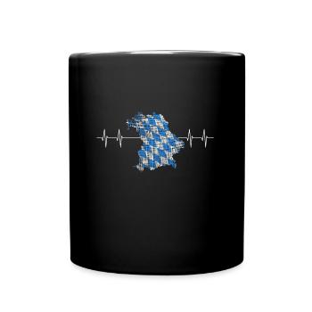 Bayern, Oberbayern, Herz für Bayern, Minga - Tasse einfarbig - Schwarz - Vorne