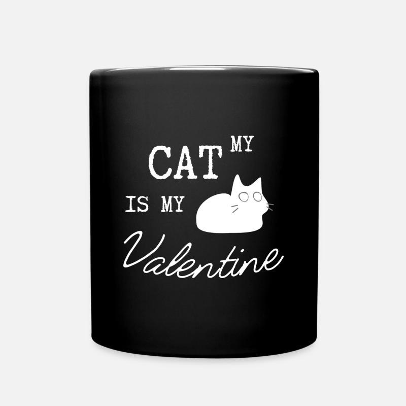 Mon chat est mon Valentin - Mug uni - noir