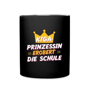 KiGa-Prinzessin Erobert Schulstart: Kita Absolvent - Tasse einfarbig - Schwarz - Vorne