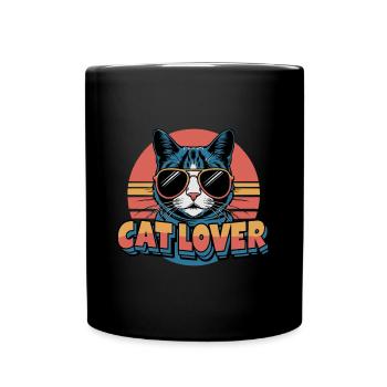 Cat Lover Retro Design - Full Colour Mug - black - Front