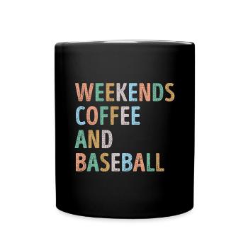 Wochenenden Kaffee und Baseball Mama - Tasse einfarbig - Schwarz - Vorne