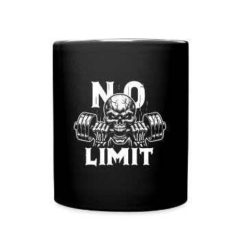 No Limit hartes Workout Skull mit Hantel - Tasse einfarbig - Schwarz - Vorne