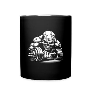 No Limit hartes Workout Skull mit Hantel - Tasse einfarbig - Schwarz - Vorne