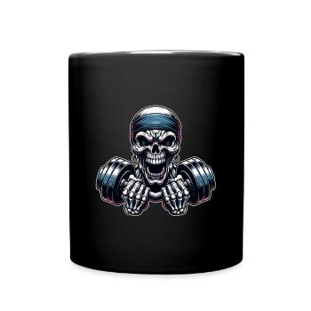 Crâne de musculation No Limit Workout avec haltère - Mug uni - noir - Devant
