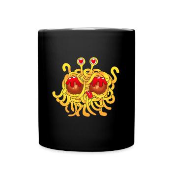 Flying Spaghetti Monster Pastafari FSM Atheist - Tasse einfarbig - Schwarz - Vorne