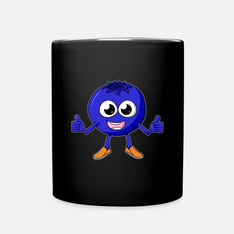 Blaubeere Cartoon - Tasse einfarbig - Schwarz