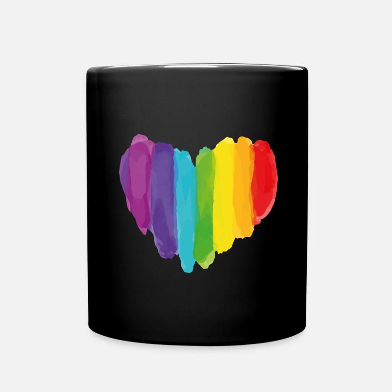 Rainbow Heart - Full Colour Mug - black