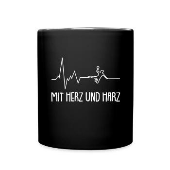 mit herz und harz handball - Tasse einfarbig - Schwarz - Vorne