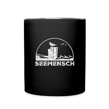 Seemensch Nautik Silhouette - Tasse einfarbig - Schwarz - Vorne