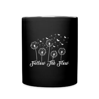 Löwenzahn Blume Pusteblume Schmetterlinge - Tasse einfarbig - Schwarz - Vorne