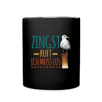 Retro Zingst ruft Anker Ostsee Fischland - Tasse einfarbig - Schwarz - Vorne