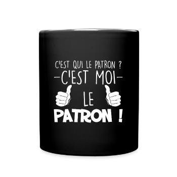 Papa c est qui le patron - Mug uni - noir - Devant