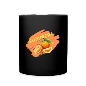Hello Summer Fruit Orange Holiday Vibes - Full Colour Mug - black - Front