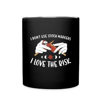 N'utilisez pas de marqueurs de point J'aime le tricot à risque - Mug uni - noir - Devant