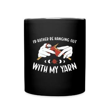 Je préfère traîner avec mon fil à tricoter - Mug uni - noir - Devant